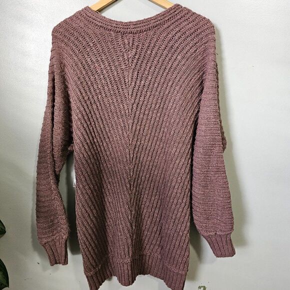 NWT FREE PEOPLE COCOA / MAR DEEP V NECK LONG JUMPER SWEATER SIZE SMALL - Picture 9 of 16